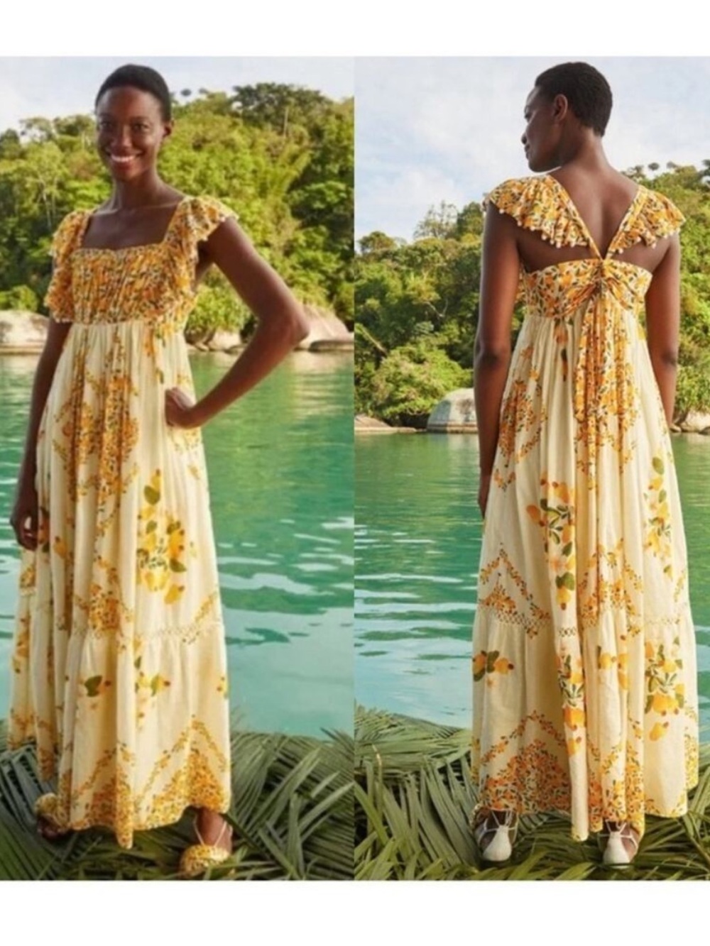 Farm Rio Cashew Crossed Back Dress
